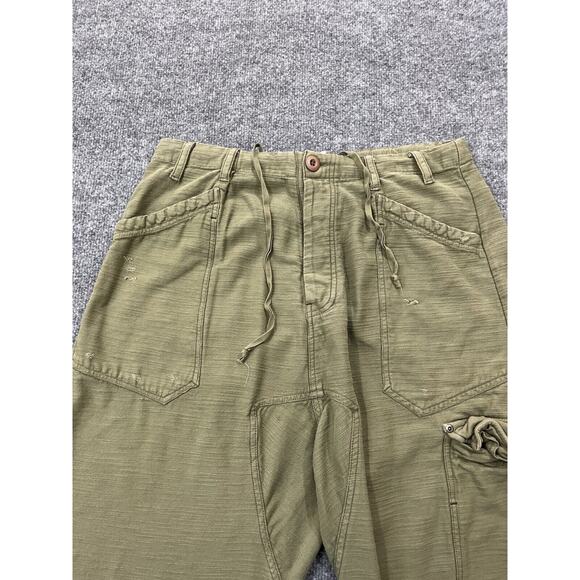 Free People Bay To Breakers Cargo Pants S Harem Lagenlook Boho Baggy Pine Green - Picture 3 of 16